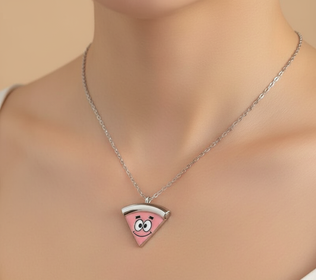 Patrick Star pizza slice necklace pendant – friendship jewelry for best friends